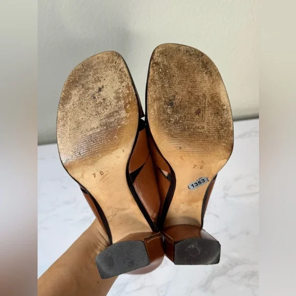Cole Haan Brown Leather Square Toe Block Heel Sandals Size 7B - Picture 7 of 8